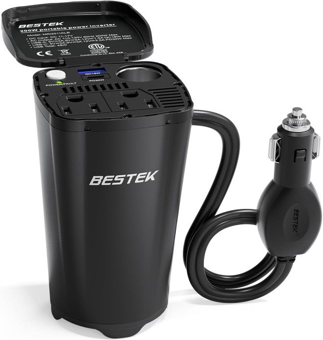 BESTEK 200W Power Inverter, 12V DC to 110V AC Car Plug Adapter Outlet