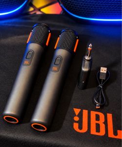JBL Dual Wireless Microphone Set | 2 Rechargeable Mics + 1 Receiver Adapter JBL or Any Mic Input