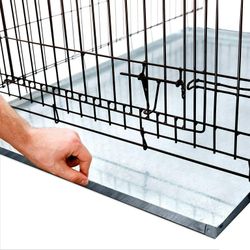 Large Dog Crate Tray 35" x 22" Inches Heavy Duty Metal Kennel Tray