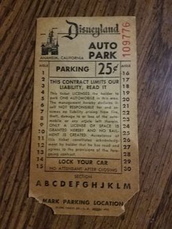 Disneyland auto parking ticket