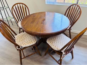 Mid Century Solid Wood Vintage Table & Chairs