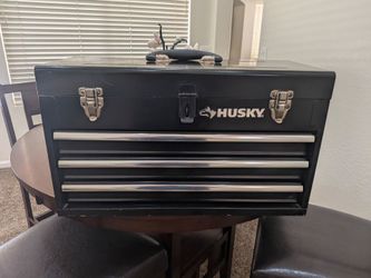 Husky 20" 3-Drawer Metal Portable Tool Box with metal Tray