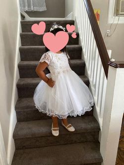 Baptism dress with hair accessory and shoes