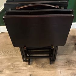 Set Of 4 Dinner Trays With Stand Holder