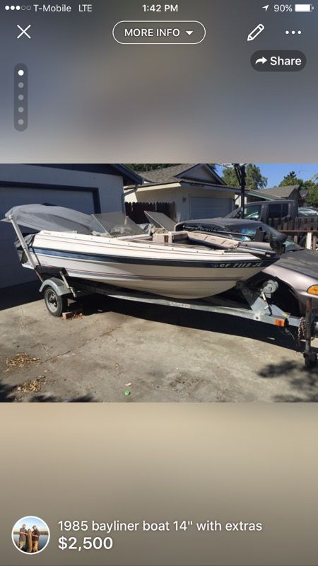 1985 bayliner boat 14ft 2 cycle tags up to date Trade 