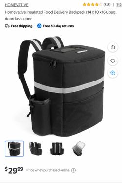 Homevative Insulated Food Delivery Backpack (14 x 10 x 16), bag, doordash, uber