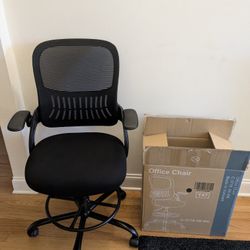 Drafting Chair for Standing Desk, Office Computer Chairs with Wheels, Black
