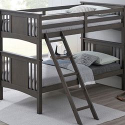NEW GRAY TWIN SIZE BUNK BED