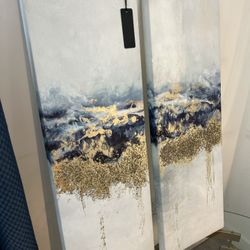 Beautiful Blue And Gold Wall Art