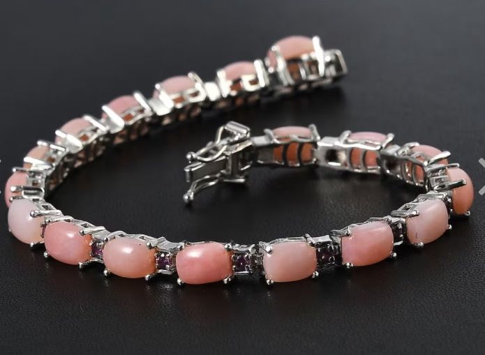 Peruvian Pink Opal & Orissa Rhodolite Garnet Bracelet - new!