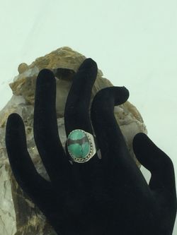 925 STER Silver L Turquoise Ring 8.75