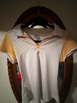 Vintage Adidas Women's Golf Polo Shirt XS White Yellow Y2K