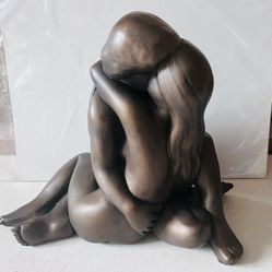 Vintage Leonardo Artworks 1968 plaster bronze finish sculpture entwined lovers