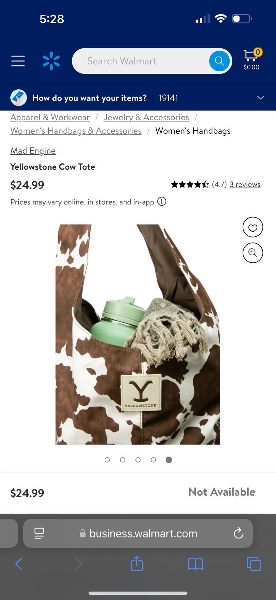 Yellowstone Cow Print Hobo Tote Bag