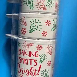 Christmas Holiday Baking Measuring Cups Baking Spirits Bright Set of 4