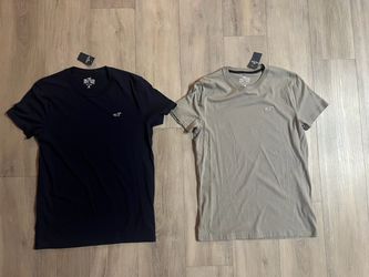 Hollister Navy Blue/Grey Crew Neck T-Shirts