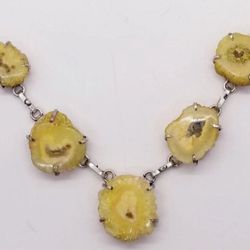Yellow Sterling Silver Druzy Necklace 