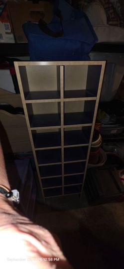 Dark Blue Media Storage Tower Shelf