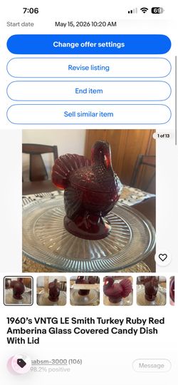 Vintage LE Smith Ruby red turkey candy dish