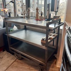 Restoration Hardware 1930s Industrial Steel Bar Cart