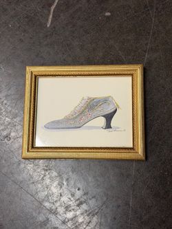 Peggy Kincaid Decorative Shoe Print in Gold Frame