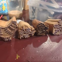 Hand Carved Wooden Stamps Textile Stamps Intricate Hand Carved Chicken And Flowers 