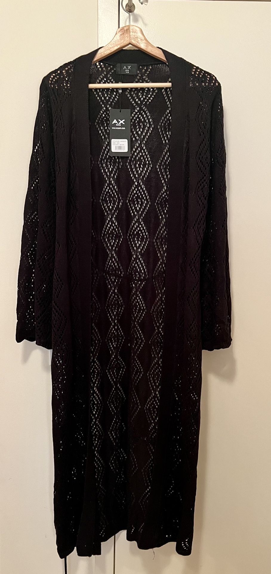Black Open Front Maxi Cardigan