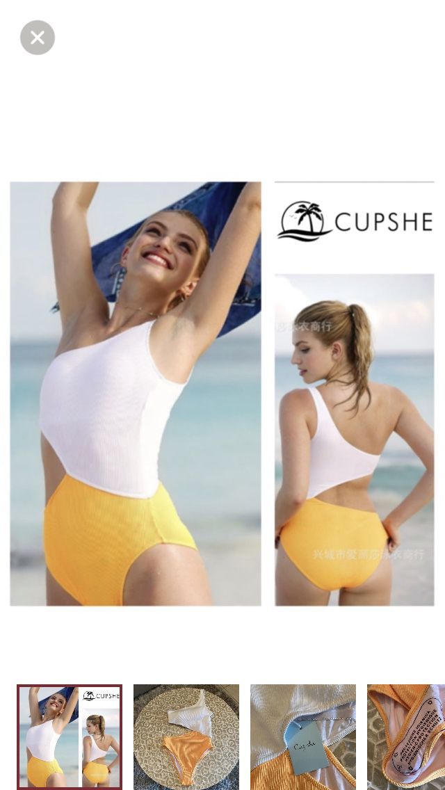 NEW!  Cupshe Women's Candy Rain One Shoulder One-Piece Swimsuit Bathing Suit (M)