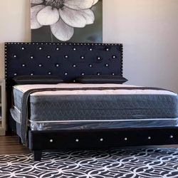BRAND NEW BLACK QUEEN SIZE BED FRAME WITH NEW MATTRESS/FAST DELIVERY