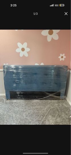 Blue Upholstered Tufted Headboard
