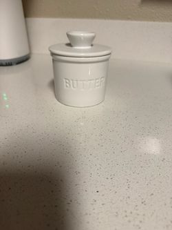 White Ceramic Butter Crock with Lid