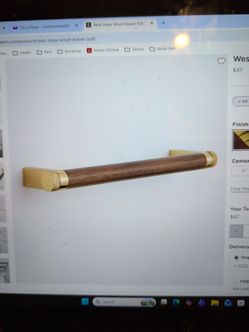 New 2 Walnut and Brass  drawer pool