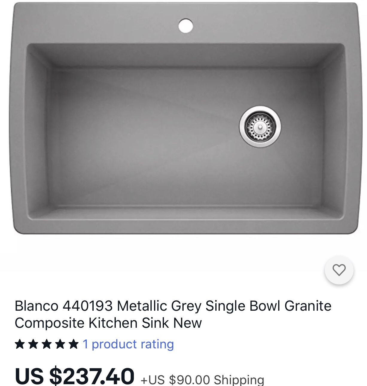 Blanco 440195 Diamond 33-1/2" Dual Mount Single Basin SILGRANIT - Grey