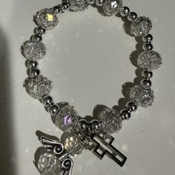 Beaded Bracelet With Angel And Cross Charm