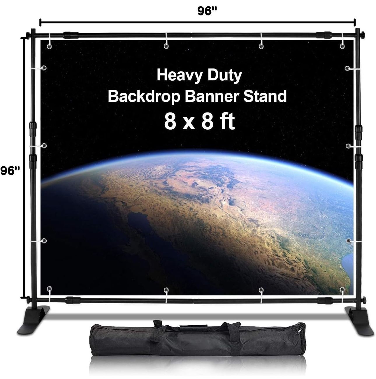 8x8 ft Heavy Duty Backdrop Banner Stand Kit, Adjustable Photography Step and Repeat Stand for Parties, Portable Trade Show Photo Booth Background with
