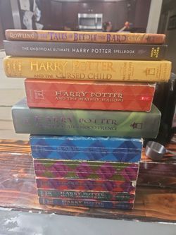 Complete set of Harry Potter series + Cursed child, The Tale of Beedle the Bard and unofficial spell book
