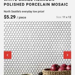 WHITE SMALL HEXAGON POLISHED PORCELAIN MOSAIC