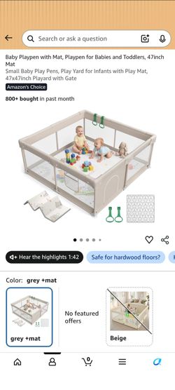 Baby and toddler playpen with mat