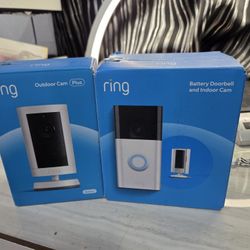 Ring Battery Doorbell And 2 Cams One battery other one plugged in
