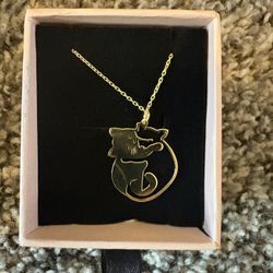 Gold Cat Necklace Cute Pendant