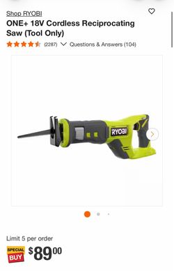 Ryobi ONE+ 18V Cordless Reciprocating Saw