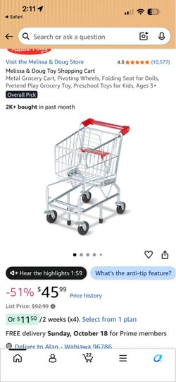 Melissa & Doug Toy Shopping Cart