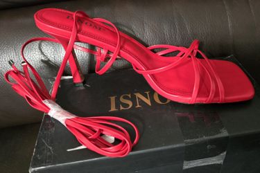 Sandalias Rojas De Tacon Con Tiras Para Mujer Medida 11