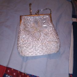 🙌🏼💯👛 Handmade (J E M>White Purse Made In Hong Kong Vintage Mid-50s