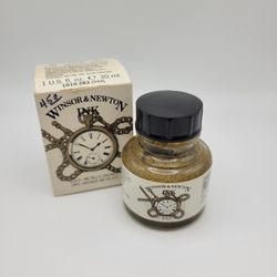 Vintage Winsor & Newton Calligraphy Drawing Ink Gold Metallic Bronze HA35RH Box
