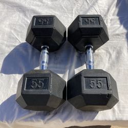 55lb Rubber Coated Dumbbells