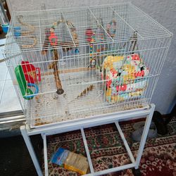 Parakeet Bird Cage And All Supplies