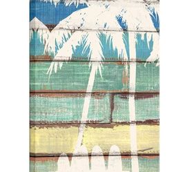 KREATIVE ARTS Canvas Print Wall Art Tropical Palm Tree Island on Wood Panels
