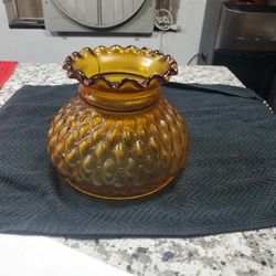 Vintage  Amber Quilted Glass Lamp Shade