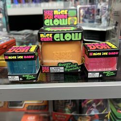 Needoh Nice Cube Glows in the Dark Orange & Mini’s Blue And Pink